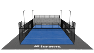 Terrain de padel Infinite padel Panoramique avec une vision du côté avant